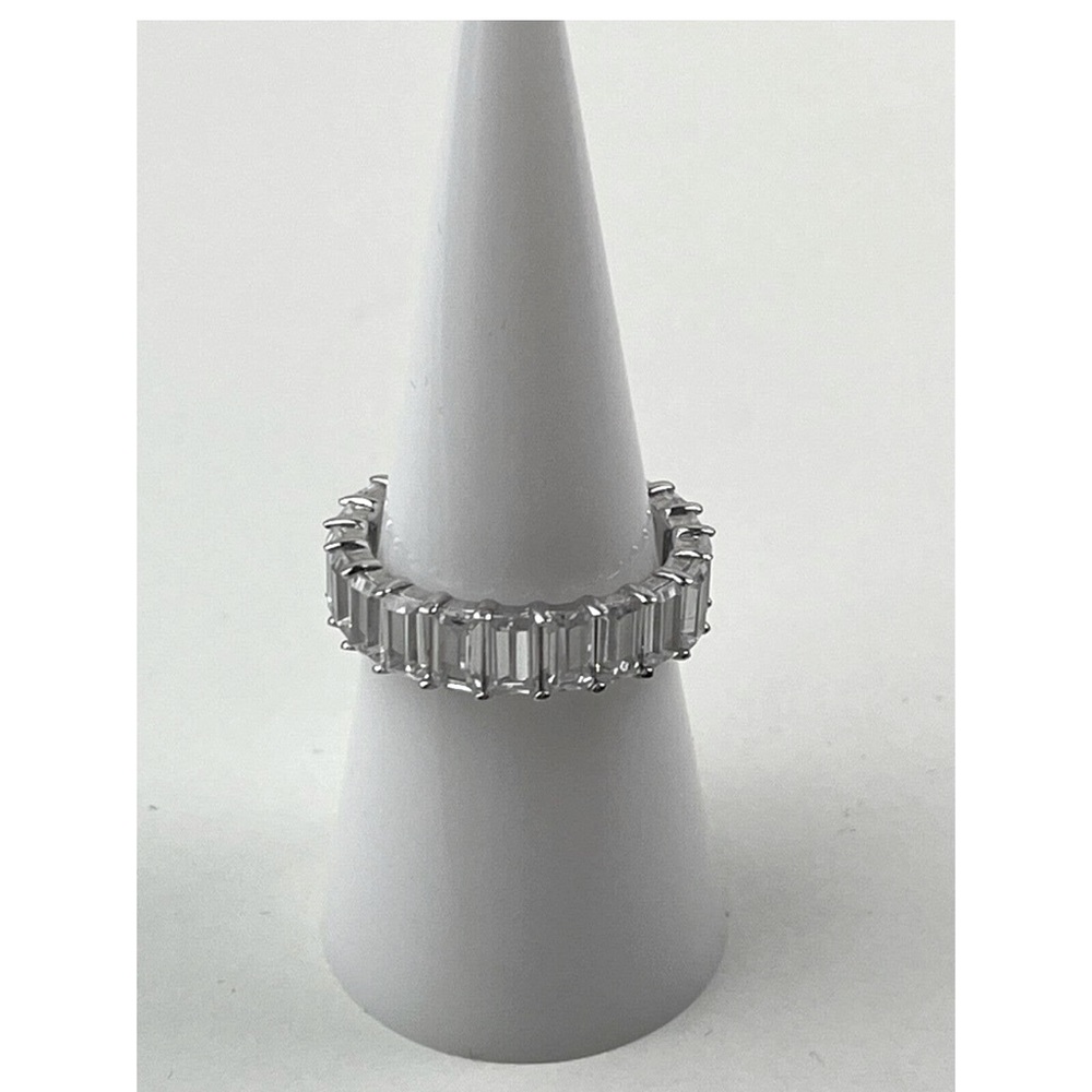 Sterling Silver CN GM Ring Glass Baguettes Size 8 - Picture 4 of 7